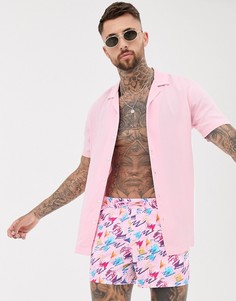 Короткие шорты для плавания с принтом ASOS DESIGN-Розовый