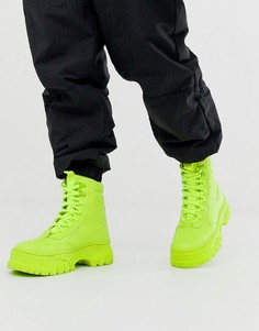 Ботинки из искусственной кожи неоново-зеленого цвета на массивной подошве и со шнуровкой ASOS DESIGN-Зеленый