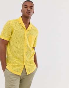 Желтая рубашка классического кроя с вышивкой ришелье ASOS DESIGN-Желтый