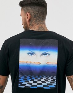 Свободная футболка с крупным принтом на спине ASOS DESIGN-Черный