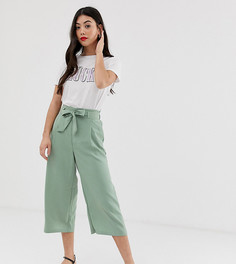 Зеленые укороченные брюки с завязкой New Look Petite-Зеленый