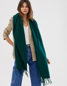 Зеленый мягкий длинный шарф с кисточками ASOS DESIGN