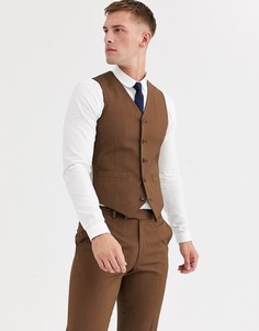Узкий жилет табачного цвета ASOS DESIGN-Светло-коричневый