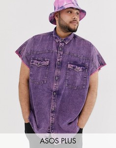 Розовая джинсовая oversize-рубашка без рукавов в стиле 90-х ASOS DESIGN Plus-Розовый