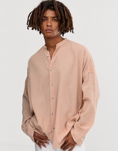 Розовая удлиненная oversize-рубашка с воротником-стойкой и заниженной линией плеч ASOS DESIGN-Розовый