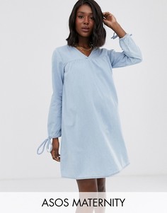 Свободное джинсовое платье эксклюзивно для ASOS DESIGN MATERNITY-Синий