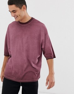 Бордовая oversize-футболка с укороченными рукавами ASOS DESIGN-Красный