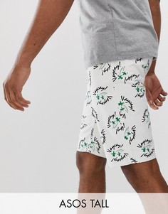 Джинсовые шорты с принтом ASOS DESIGN Tall-Белый