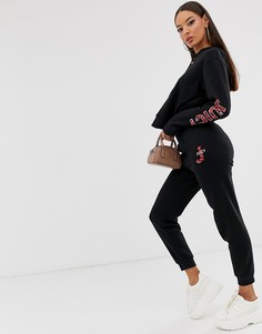Джоггеры с леопардовым принтом на логотипе Juicy Couture-Черный