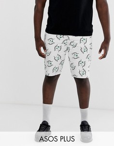 Узкие джинсовые шорты с принтом ASOS DESIGN - Plus-Белый