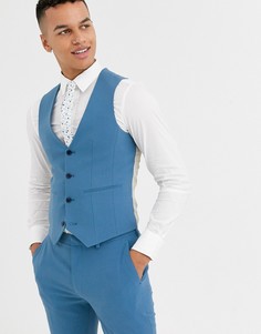 Синий супероблегающий жилет ASOS DESIGN - wedding