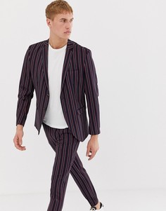 Приталенный премиум-пиджак в полоску Jack & Jones-Темно-синий