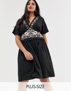 Свободное платье с вышивкой Koko-Черный
