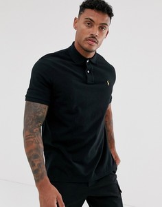 Черная футболка-поло с логотипом Polo Ralph Lauren Black & Gold-Черный
