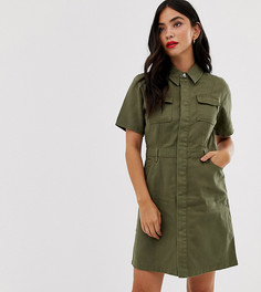 Платье мини в стиле милитари с завязкой на вороте Urban Bliss-Зеленый