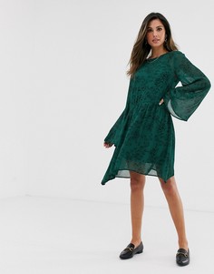 Свободное платье с цветочным принтом Vila-Зеленый