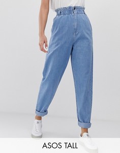 Мягкие светлые джинсы с эластичной присборенной талией ASOS DESIGN Tall-Синий