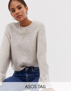 Пушистый джемпер с пышными рукавами ASOS DESIGN Tall-Бежевый
