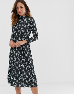 Платье макси с длинными рукавами и цветочным принтом Uttam Boutique-Черный