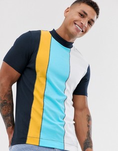 Футболка скинни колор блок с высоким воротом из органического хлопка ASOS DESIGN-Мульти