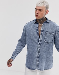 Oversize-рубашка с эффектом кислотной стирки в стиле 90-х ASOS DESIGN-Синий