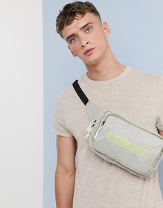 Желтая сумка-кошелек на плечо с принтом ASOS DESIGN-Бежевый