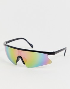 Солнцезащитные очки-маска в полуоправе ASOS DESIGN-Черный