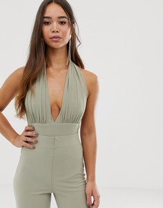 Боди с бретелью через шею Love-Зеленый