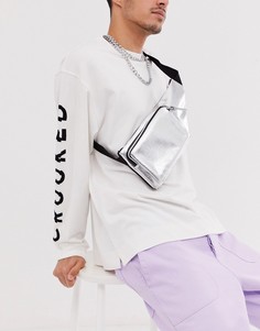 Серебристая сумка через плечо с эффектом металлик ASOS DESIGN-Серебряный
