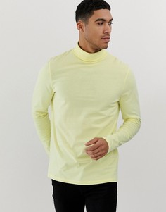 Желтый лонгслив с отворачивающимся воротом ASOS DESIGN