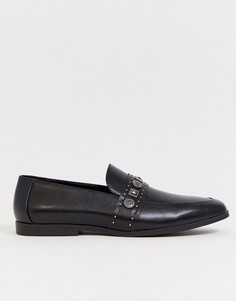 Черные лоферы из искусственной кожи с отделкой ASOS DESIGN-Черный
