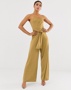Комбинезон-бандо с поясом ASOS DESIGN-Желтый
