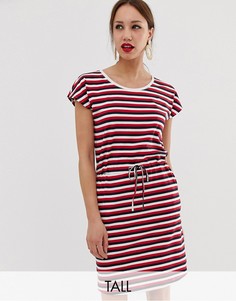 Трикотажное платье в полоску с завязкой Vero Moda Tall-Мульти