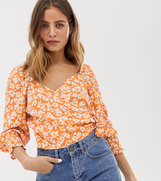 Блузка с запахом и принтом Bershka-Мульти
