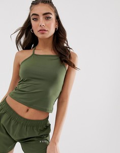 Топ на тонких бретельках с сетчатой вставкой на спине ASOS 4505-Зеленый