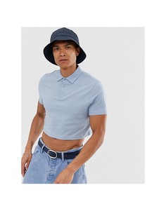 Трикотажное свободное синее поло укороченного кроя ASOS DESIGN-Синий