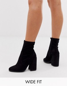 Черные ботильоны на каблуке для широкой стопы ASOS DESIGN - Ellan-Черный