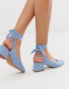 Голубые туфли на среднем каблуке с завязкой на щиколотке ASOS DESIGN Steps-Синий