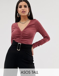 Присборенный топ ASOS DESIGN Tall-Красный