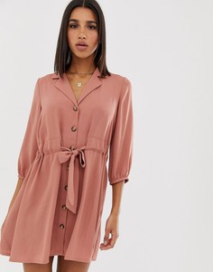 Платье-рубашка мини на пуговицах ASOS DESIGN-Розовый