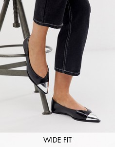 Черные балетки для широкой стопы с острым носом ASOS DESIGN Logan-Черный