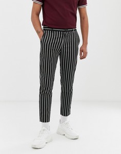 Черные облегающие брюки с полосками Bershka-Черный