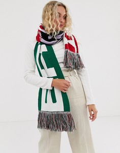 Трикотажный шарф с логотипом и кисточками ASOS DESIGN-Мульти