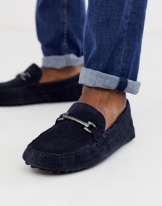Темно-синие замшевые мокасины ASOS DESIGN-Темно-синий
