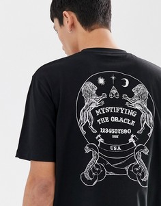 Свободная футболка с принтом на спине ASOS DESIGN-Черный