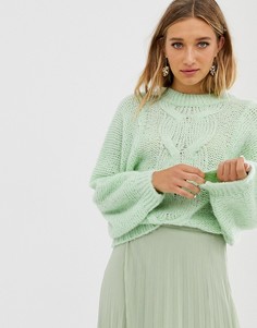 Джемпер крупной вязки с объемными рукавами ASOS DESIGN-Зеленый