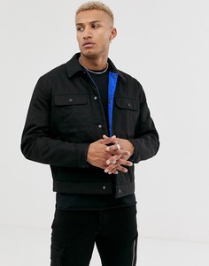 Двусторонняя oversize-куртка с черной и синей отделкой ASOS DESIGN-Черный