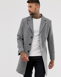 Серое полушерстяное пальто ASOS DESIGN-Серый