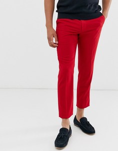 Ярко-красные строгие зауженные брюки ASOS DESIGN-Красный