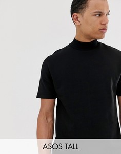 Черный свитшот с короткими рукавами и высоким воротником ASOS DESIGN Tall